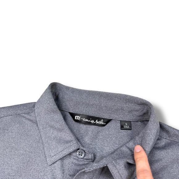 Travis Mathew Gray Striped Performance Polo Shirt Men Small Golf Activewear Dry - Picture 3 of 9